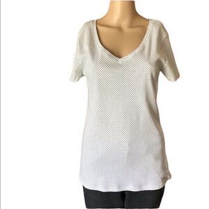 GRACE white black polka dot t-shirt size S sweetheart neckline